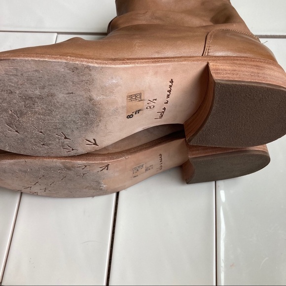 Beek Ostrich Slouch Saddle Boots Sz 8.5 Caramel - Picture 8 of 8